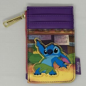 Disney Loungefly Stitch Card Holder Wallet ID Slot Zip Hula Hawaiian Dance